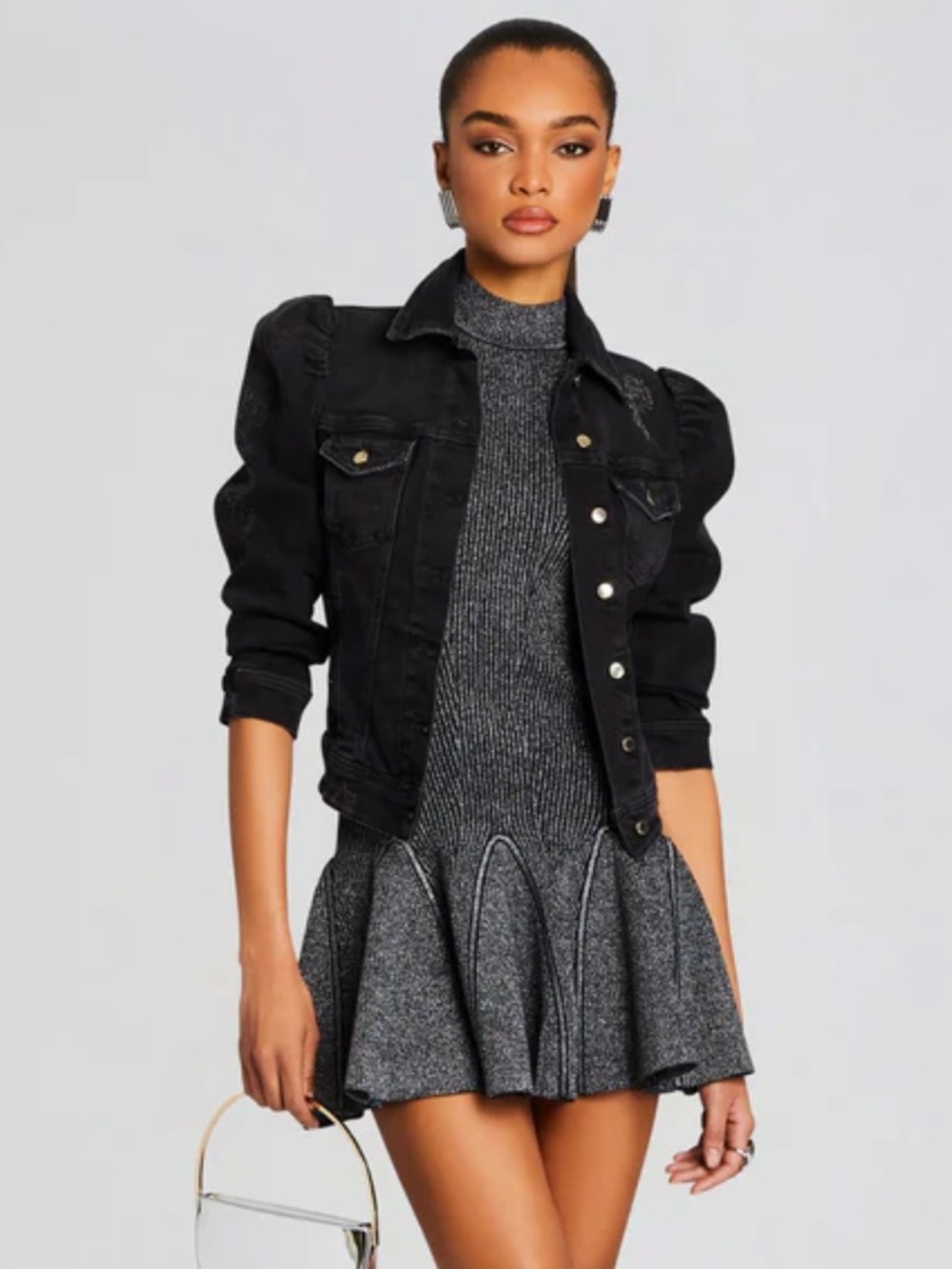 RETROFETE Ada Faded Black Cropped Denim Jacket - Excellent Condition, Medium